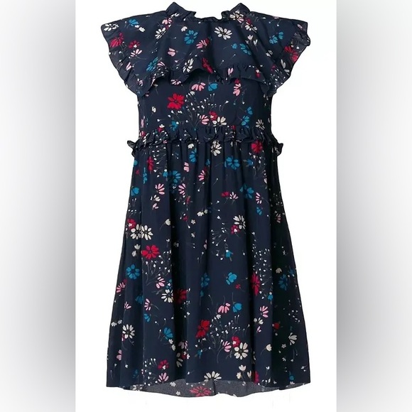AUTHENTIC! NWT BALENCIAGA Multicolor Floral Baby Doll Plastron Silk Mini Dress - Picture 6 of 12